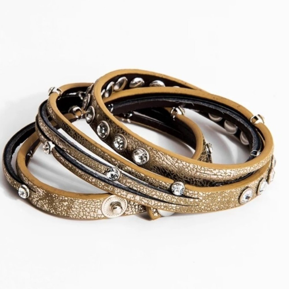New: Made in the US. Crystal Studded Wrap Bracelet